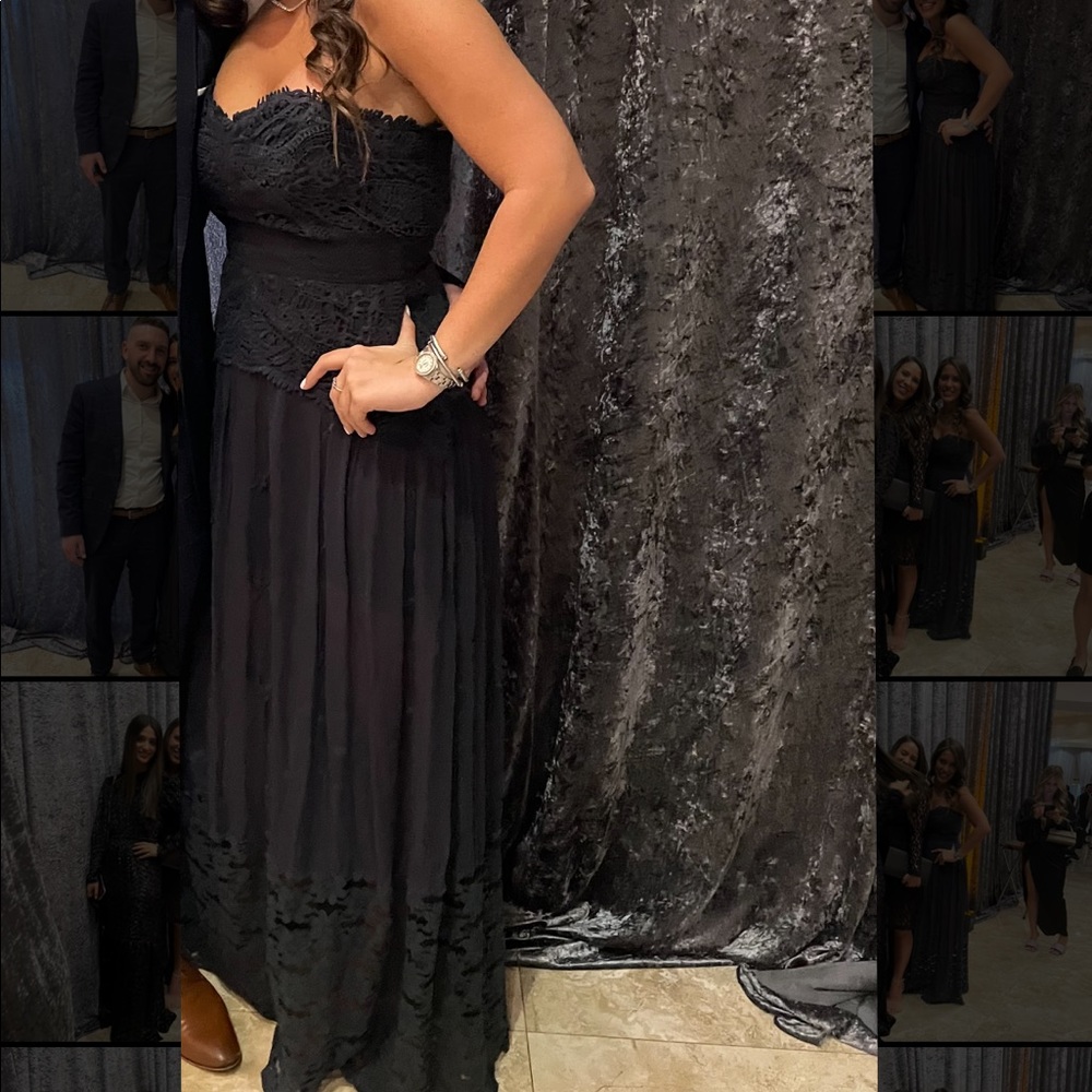 Navy blue evening dress strapless